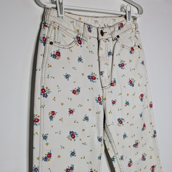 Billabong X Wrangler White Red Yellow Floral Denim Jean 25 - Picture 6 of 12